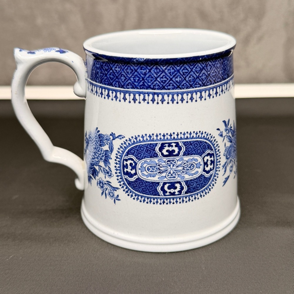 Spode Fitzhugh Blue Tankard Mug Fine Stone England Y2988 Vintage Large